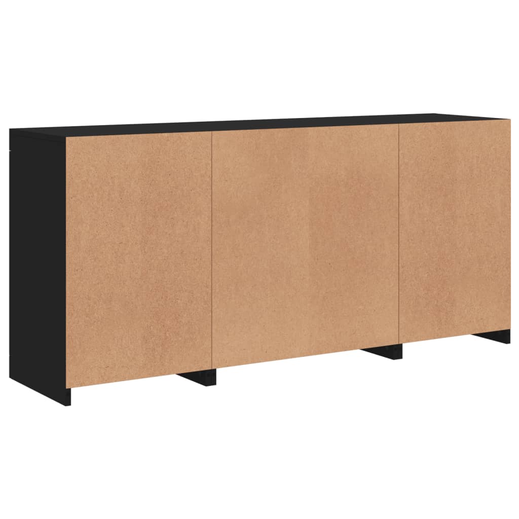 Sideboard with LED Lights Black 142.5x37x67 cm
